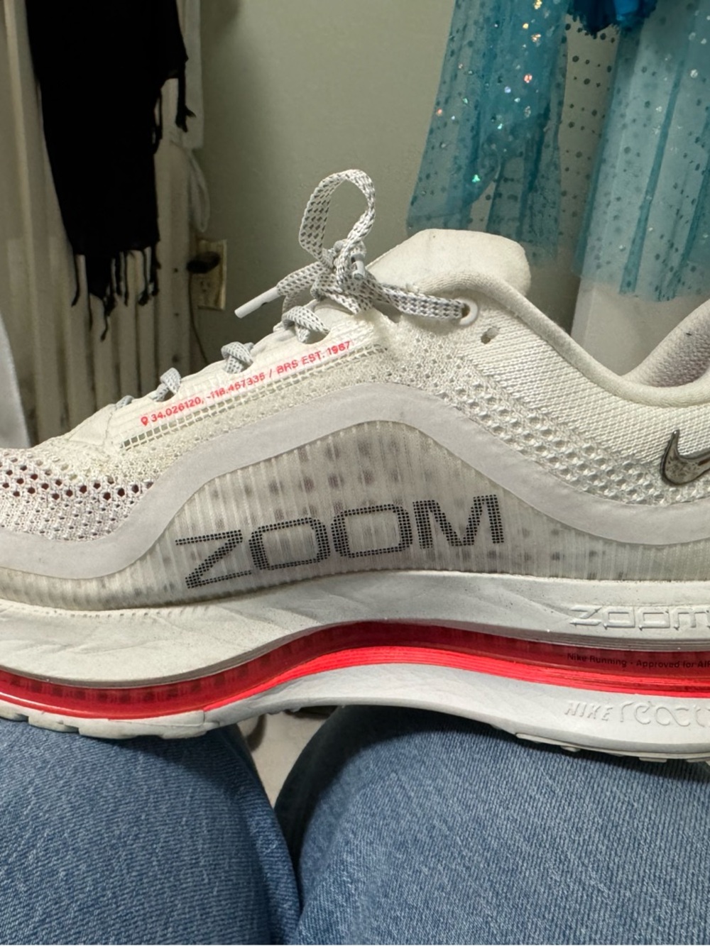 Nike White and Red Zoom Running Sneakers